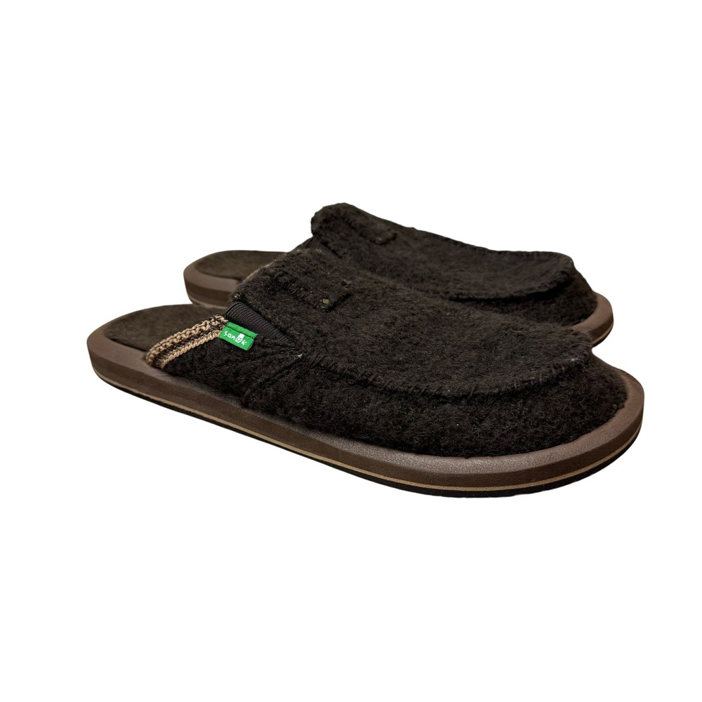 Sanuk You Got My Back Men 10 Brown Fuzzy Sidewalk Surfer Slip On Shoes
